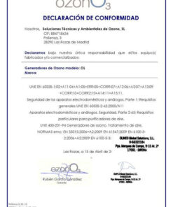 Documento de certificación del cumplimiento normativa Europea